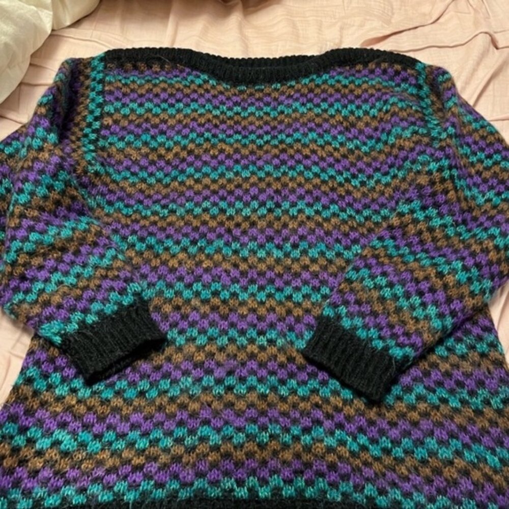 Vintage Dior Women s Chevron Knit Sweater   Black  Purple  Brown